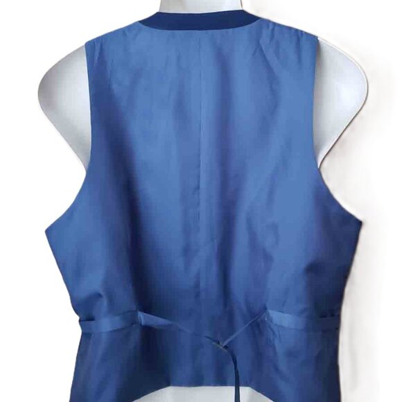 NEW Holland Esquire Suit Vest Waistcoat Navy Blue Wool Glen Plaid Men's Size 42 - Picture 2 of 3